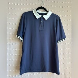 Kastel Denmark Solid Short Sleeve Polo Sz M Navy Blue‎